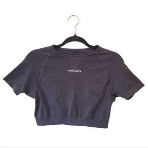 Alphalete Women's Charcoal Grey Cropped Workout Top Size L